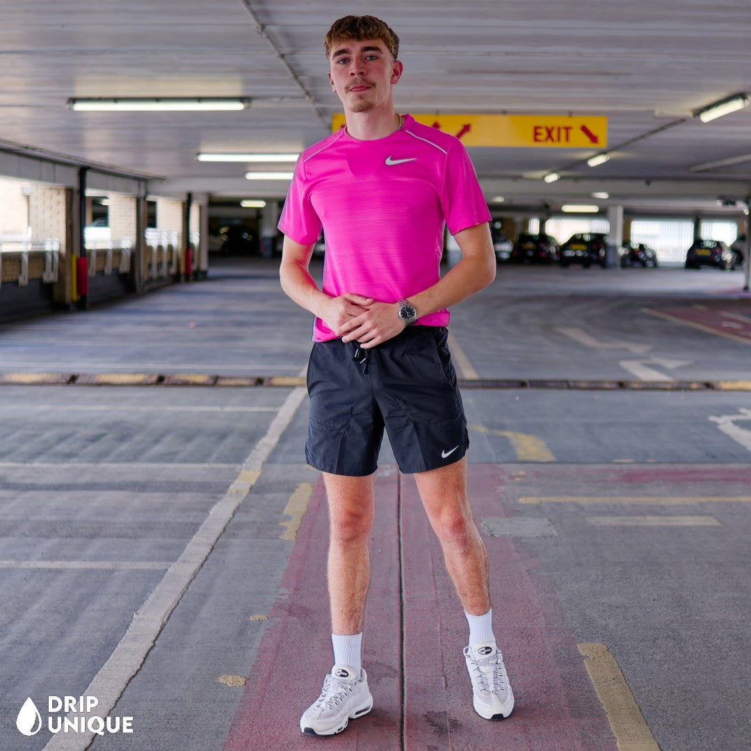 Nike Miler T-Shirt Hot Pink & Black Flex Stride Shorts Set