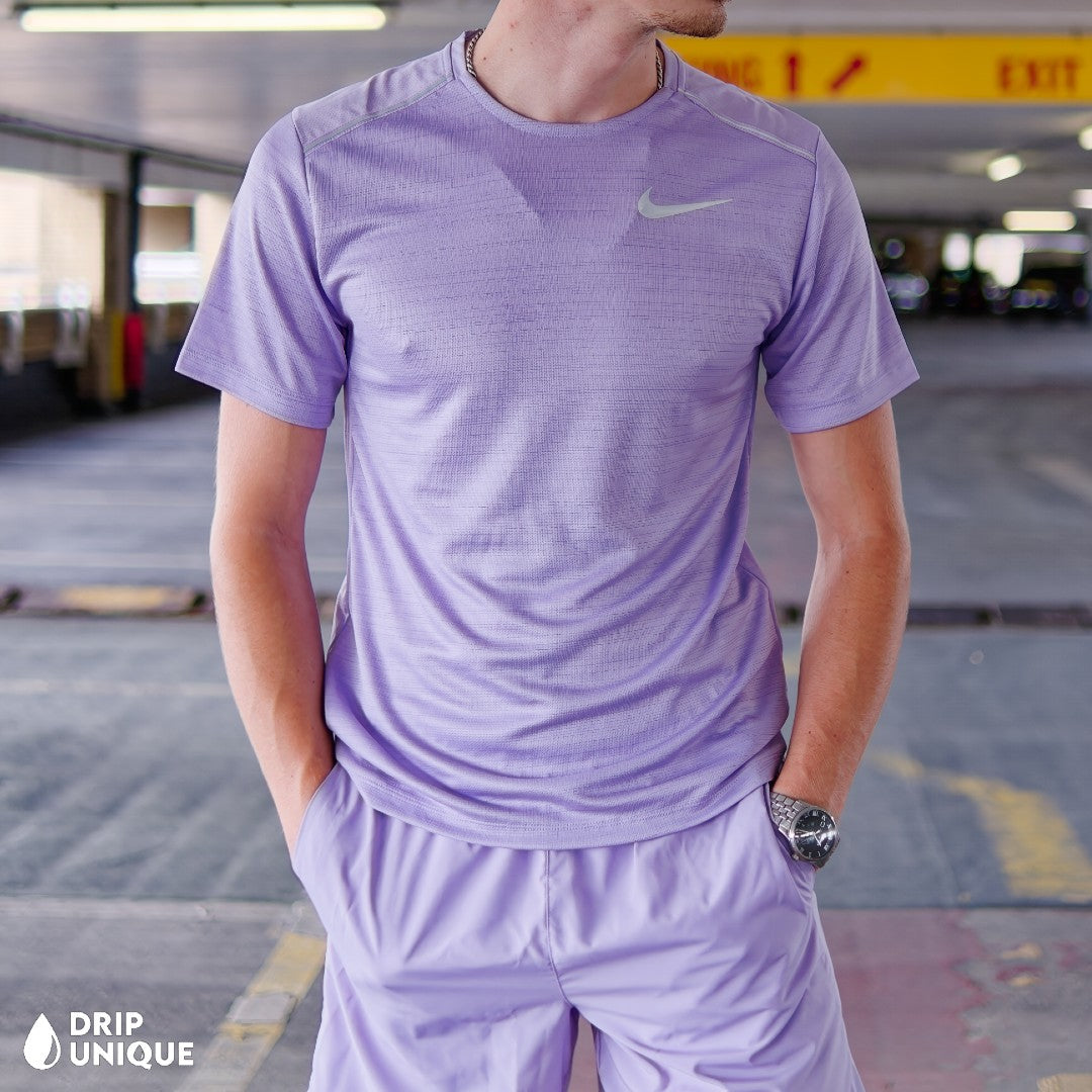 Nike Miler T-Shirt Lavender & Lavender Challenger Shorts Set