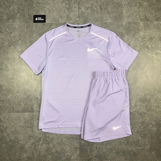 Nike Miler T-Shirt Lavender & Lavender Challenger Shorts Set