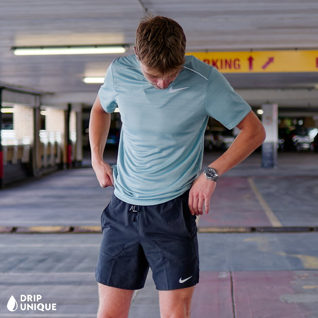 Nike Miler T-Shirt Mineral & Black Flex Stride Shorts Set
