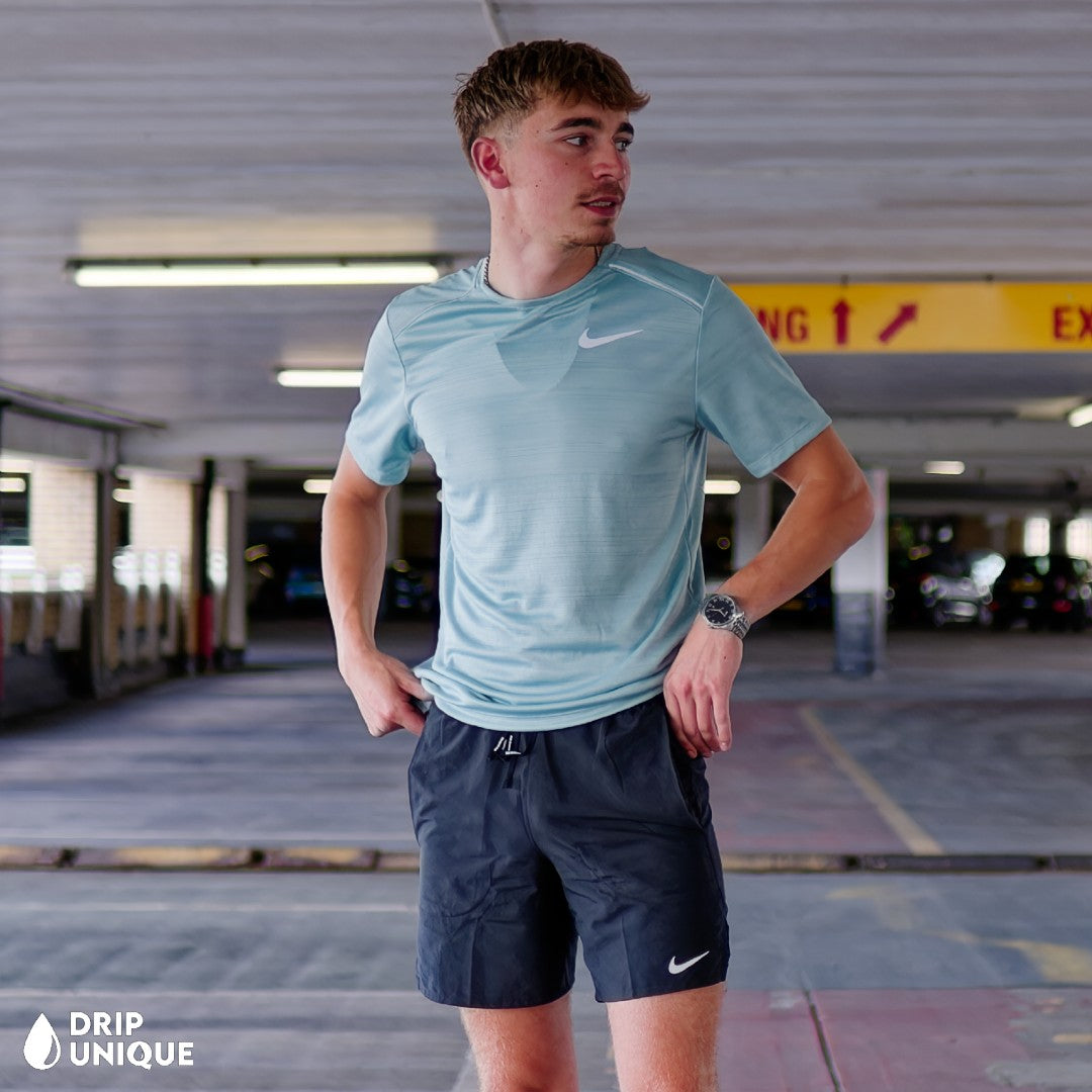 Nike Miler T-Shirt Mineral & Black Flex Stride Shorts Set