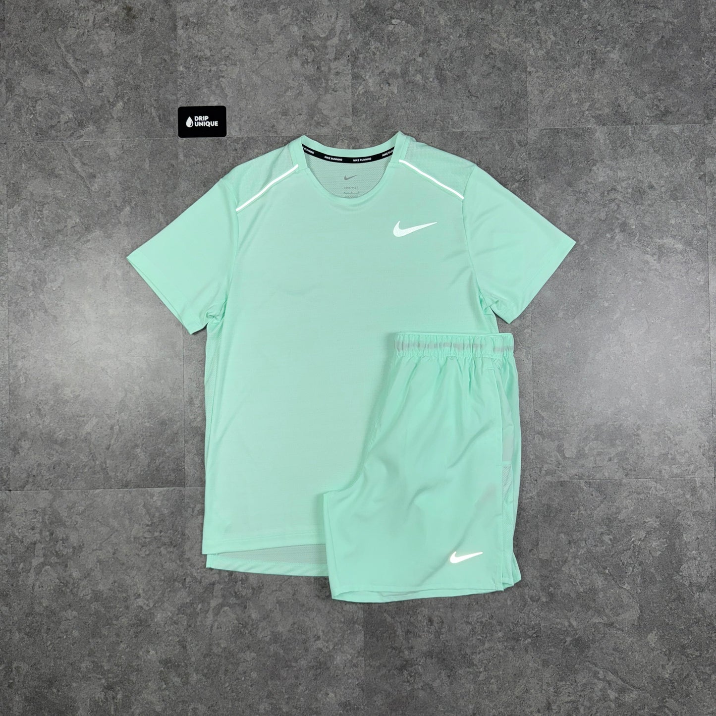 Nike Miler T-Shirt Mint Foam & Mint Foam Challenger Shorts Set