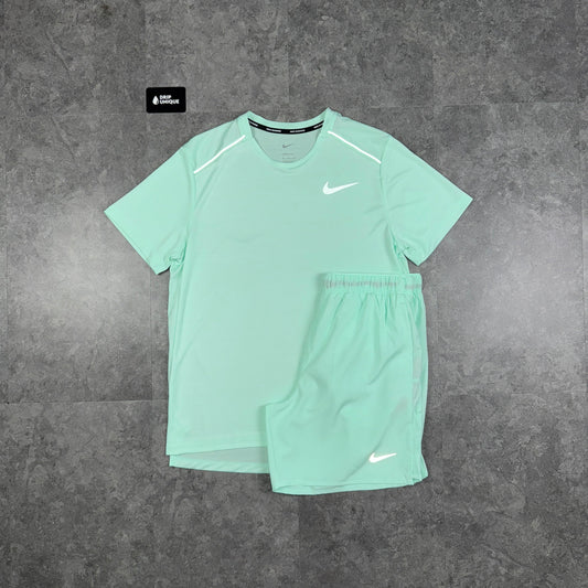 Nike Miler T-Shirt Mint Foam & Mint Foam Challenger Shorts Set