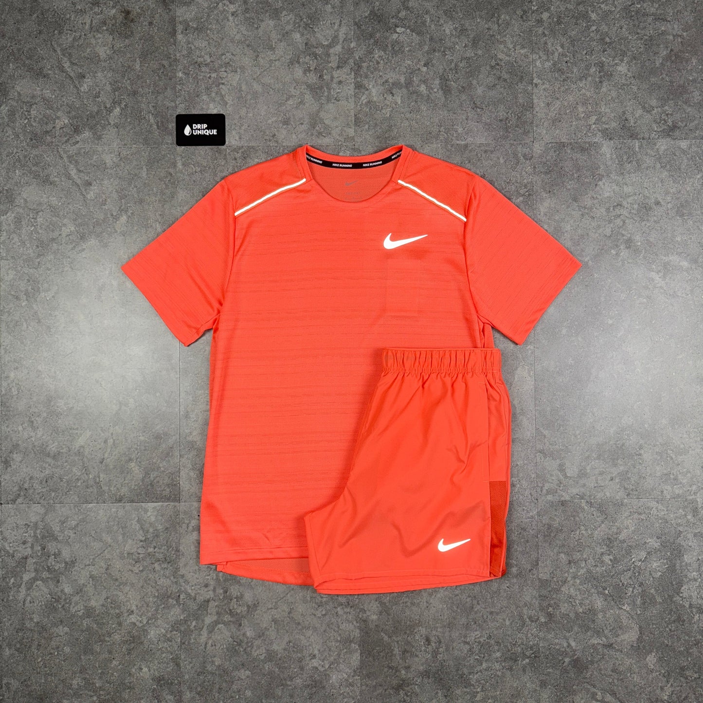 Nike Miler T-Shirt Peach & Peach Challenger Shorts Set