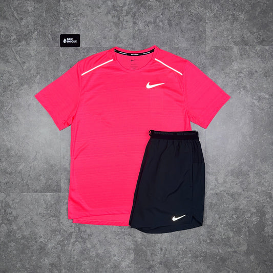 Nike Miler T-Shirt Punch & Black Flex Stride Shorts Set