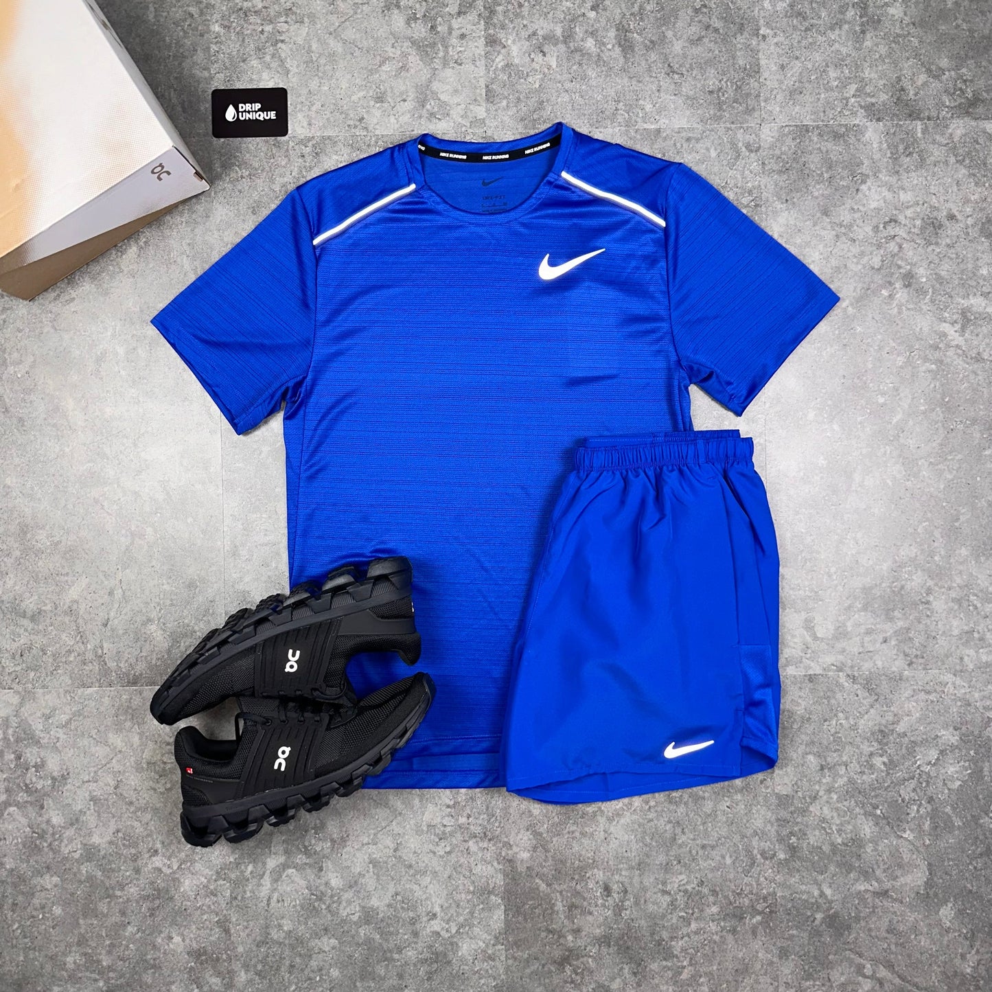 Nike Miler T-Shirt Royal Blue & Royal Blue Challenger Shorts Set