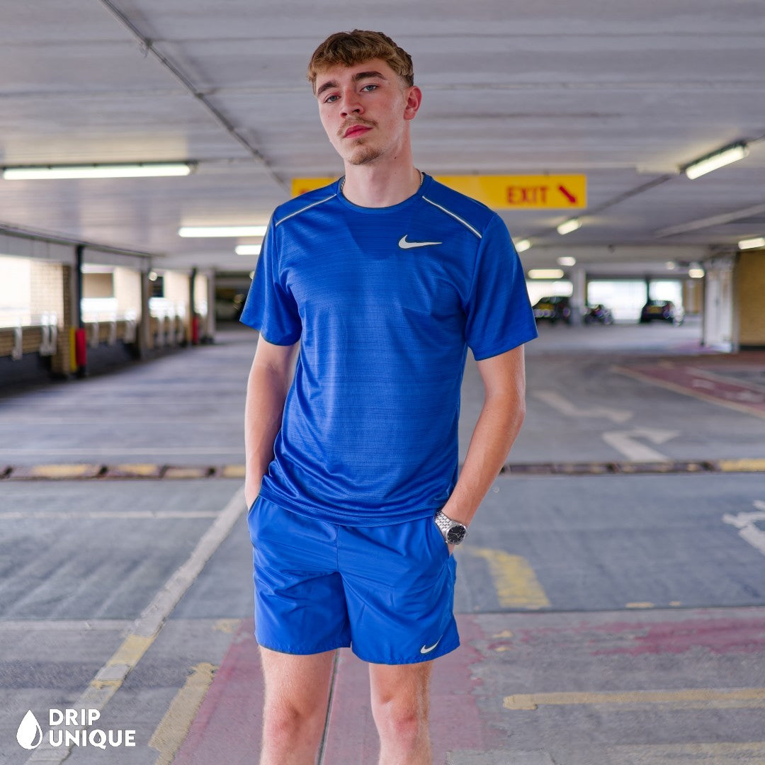 Nike Miler T-Shirt Royal Blue & Royal Blue Challenger Shorts Set