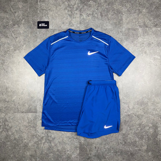 Nike Miler T-Shirt Royal Blue & Royal Blue Flex Stride Shorts Set