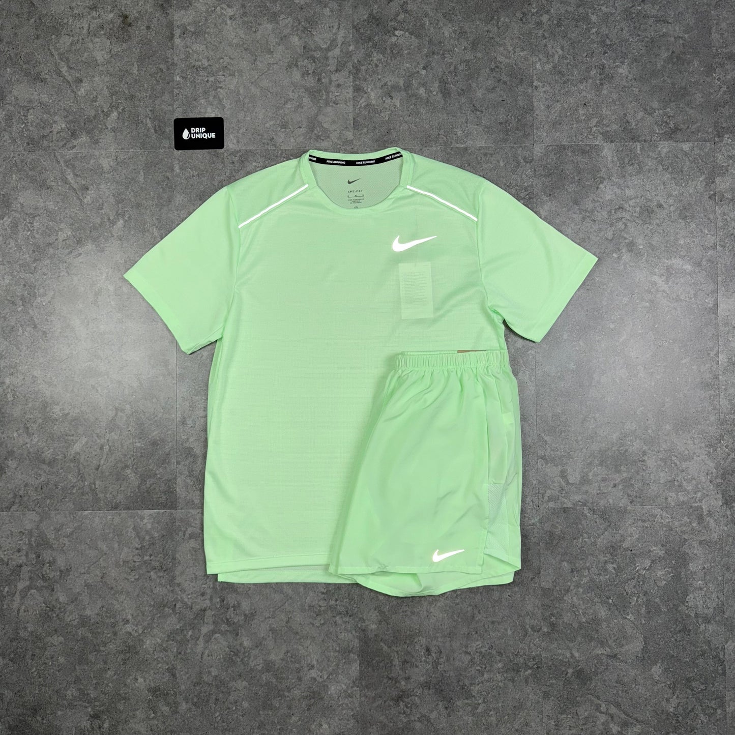 Nike Miler T-Shirt Vapour Green & Vapour Green Challenger Shorts Set