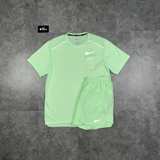 Nike Miler T-Shirt Vapour Green & Vapour Green Challenger Shorts Set