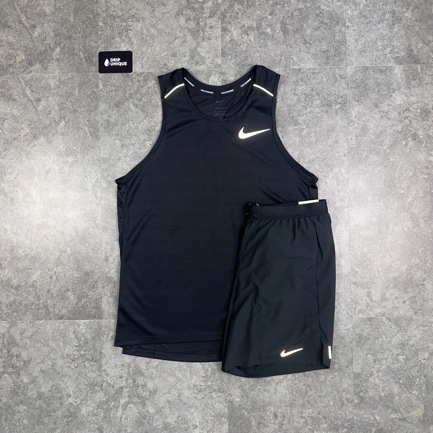 Nike Miler Vest Black & Black Flex Stride Shorts Set