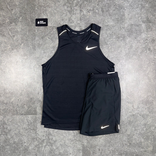 Nike Miler Vest Black & Black Flex Stride Shorts Set