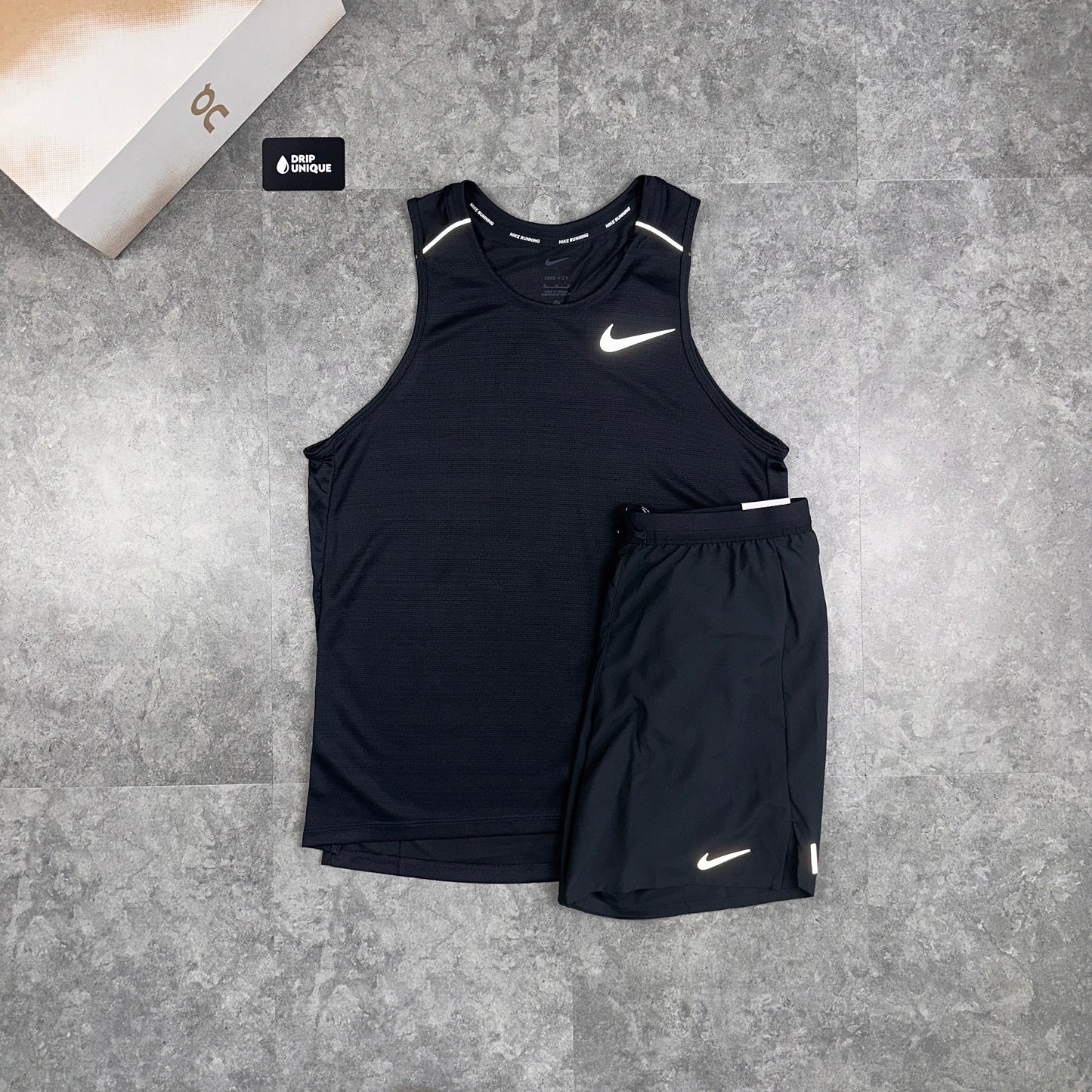 Nike Miler Vest Black & Black Flex Stride Shorts Set