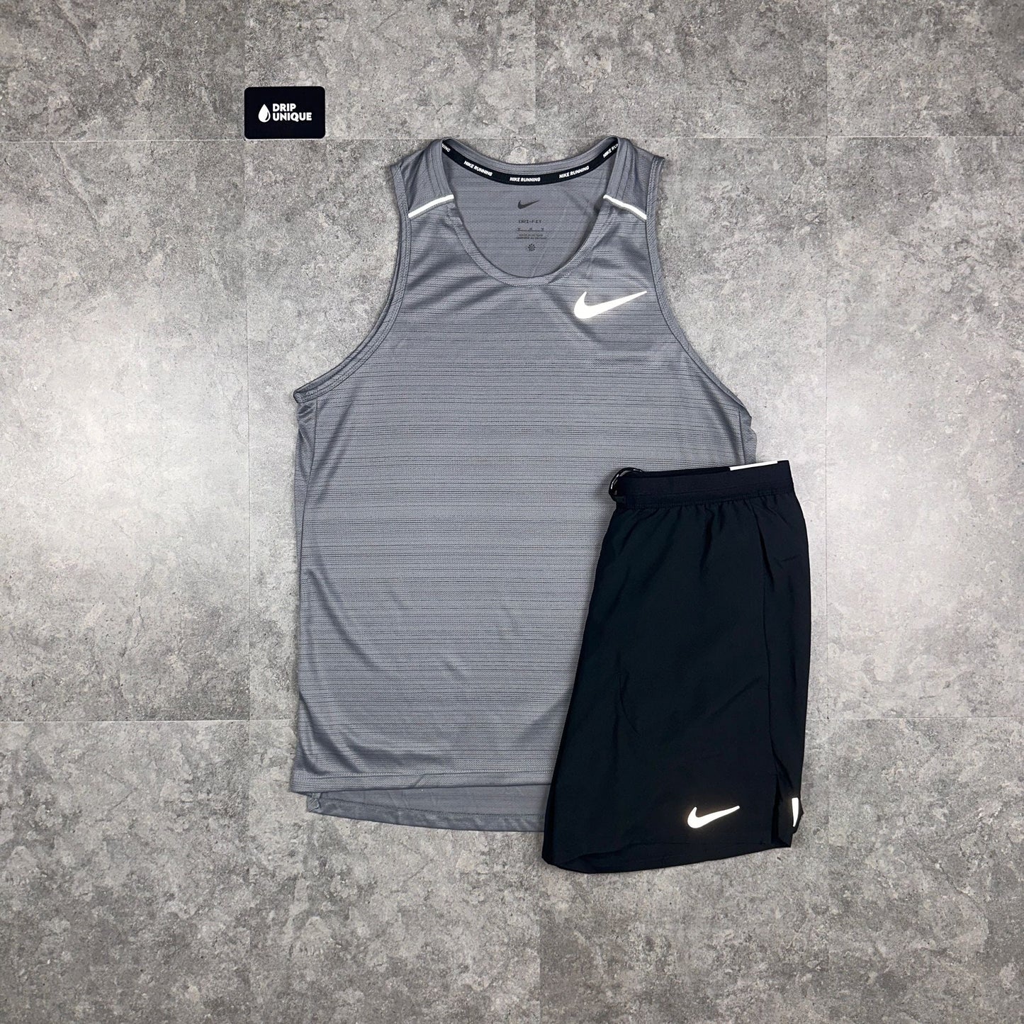 Nike Miler Vest Grey & Black Flex Stride Shorts Set
