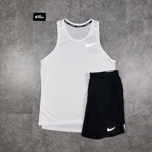 Nike Miler Vest Ice White & Black Flex Stride Shorts Set