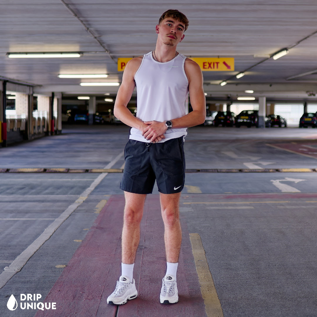 Nike Miler Vest Ice White & Black Flex Stride Shorts Set