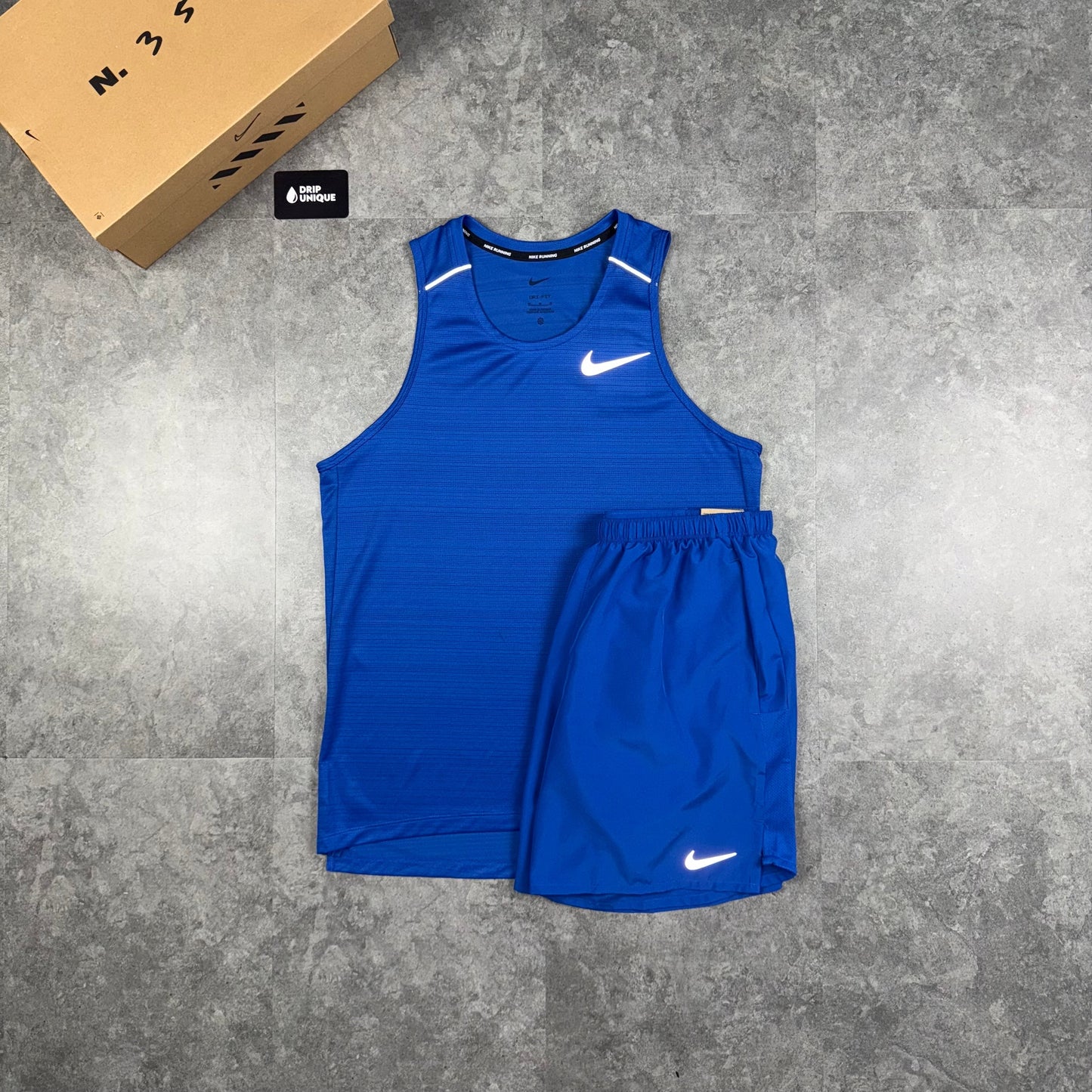 Nike Miler Vest Royal Blue & Royal Blue Challenger Shorts Set