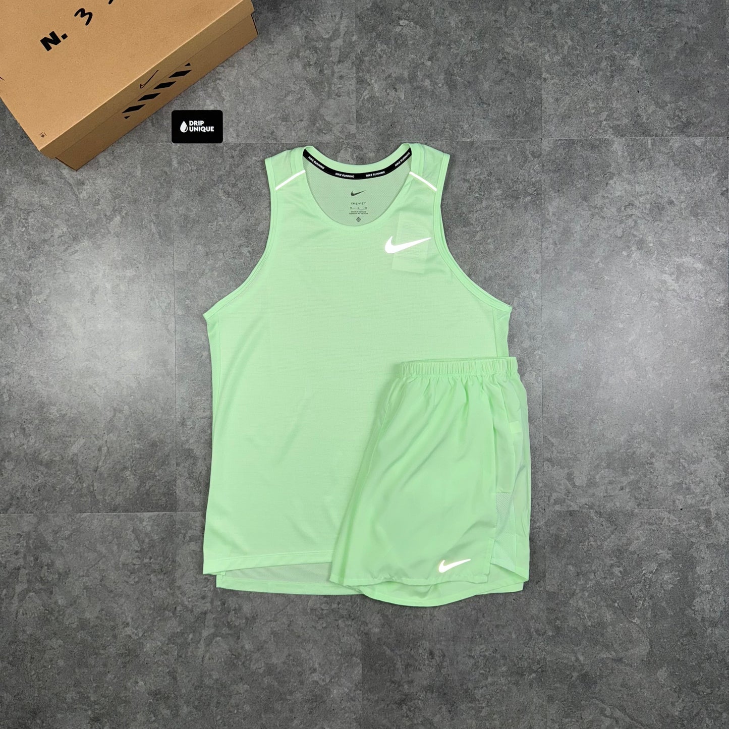 Nike Miler Vest Vapour Green & Vapour Green Challenger Shorts Set