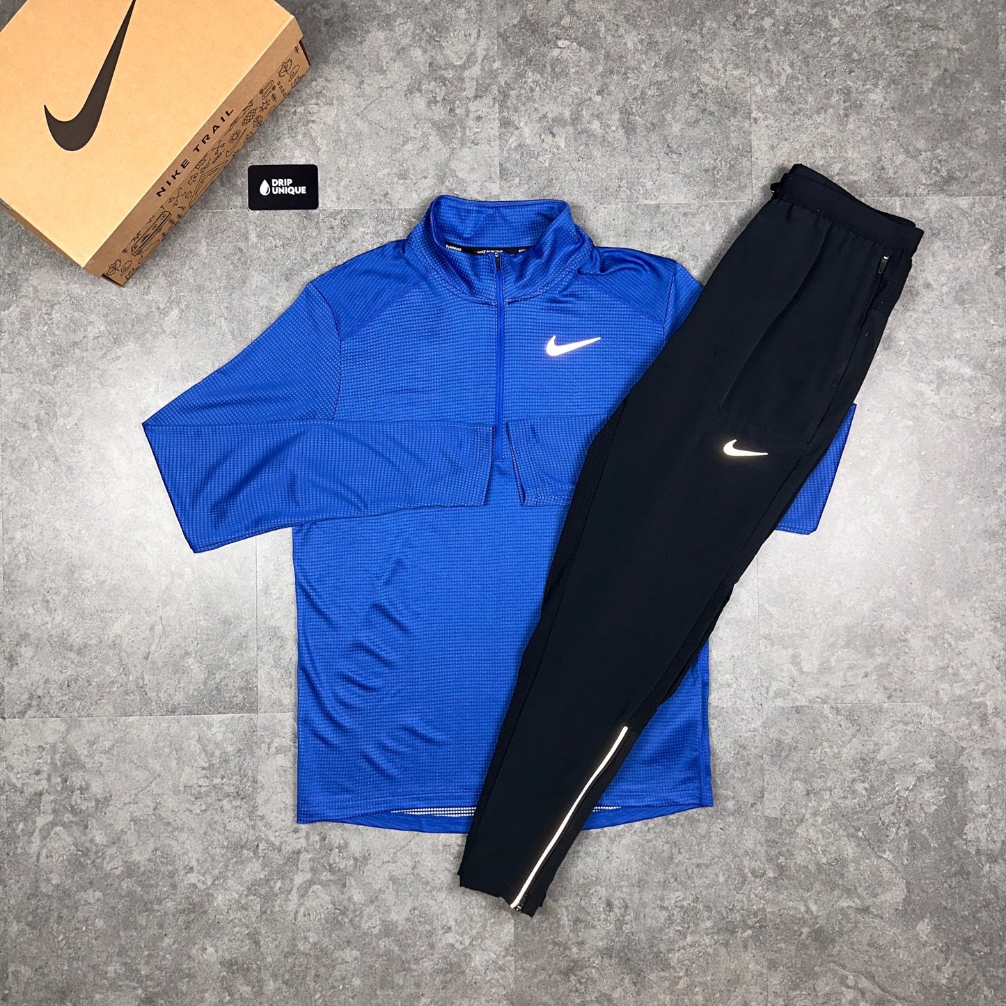 Nike Pacer 1/4 Zip Blue & Black Phenom Pants Set