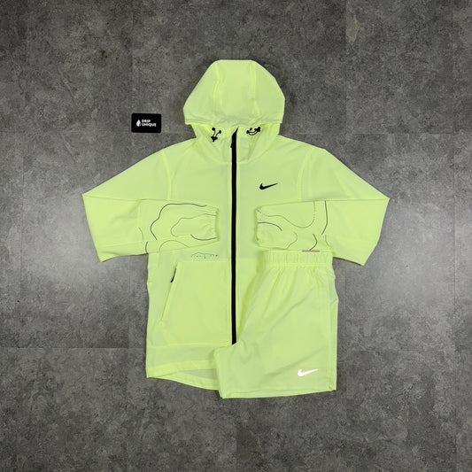 Nike Repel “Just Do It” Windrunner Jacket Barely Volt & Volt Challenger Shorts Set