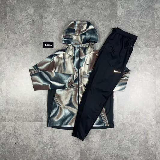 Nike Repel Miler Windrunner Jacket Black Multicolour & Black Nike Phenom Pants Set