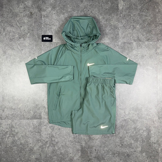 Nike Repel Miler Windrunner Jacket Clay Green & Green Challenger Shorts Set