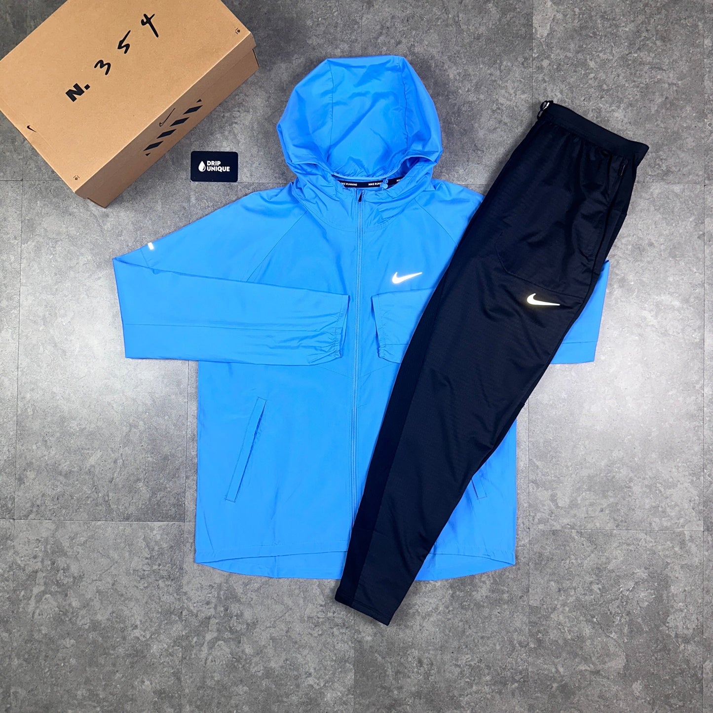 Nike Repel Miler Windrunner Jacket University Blue & Black Nike Phenom Pants Set