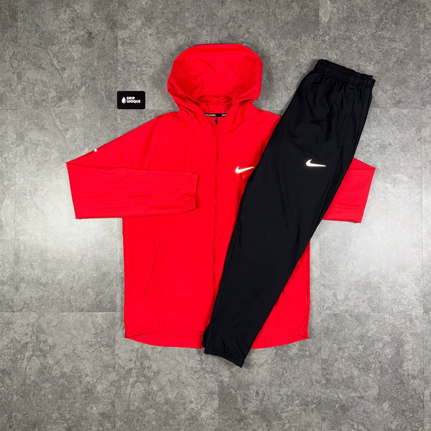 Nike Repel Miler Windrunner Jacket University Red & Black Nike Challenger Pants Set