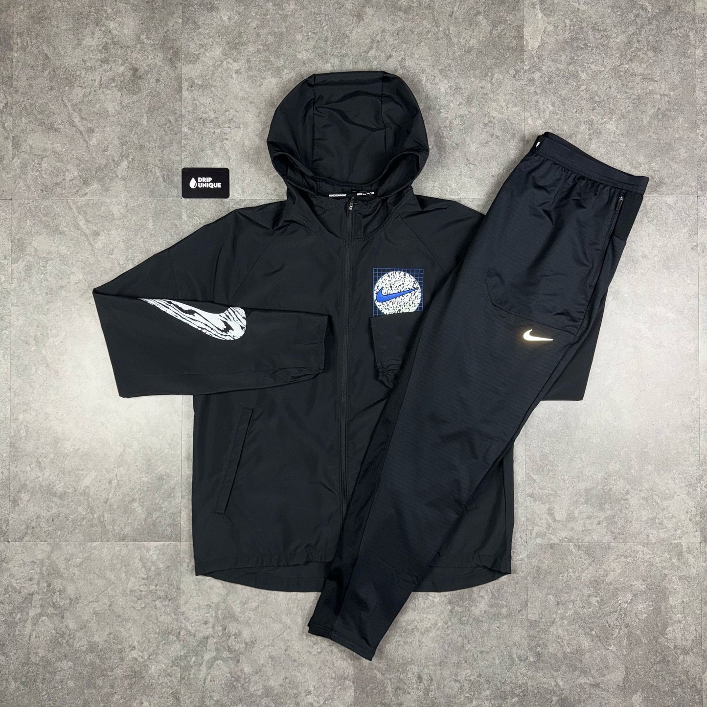 Nike Running Division Wildrun Windrunner Jacket Black & Black Nike Phenom Pants Set