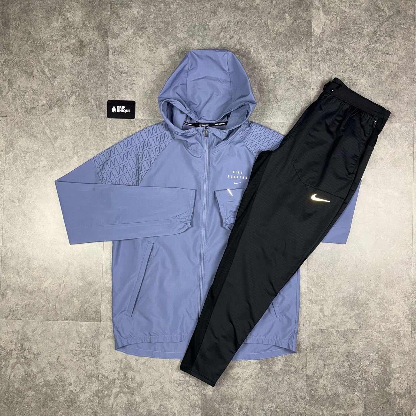 Nike Running Division Windrunner Jacket Light Blue & Black Nike Phenom Pants Set