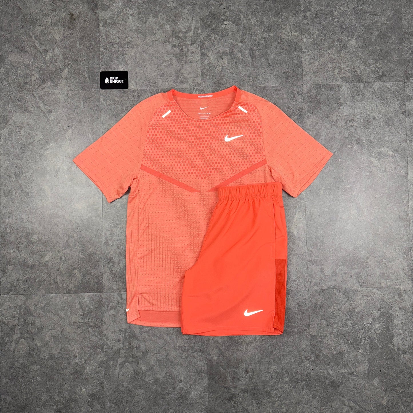 Nike TechKnit T-Shirt Peach & Peach Challenger Shorts Set