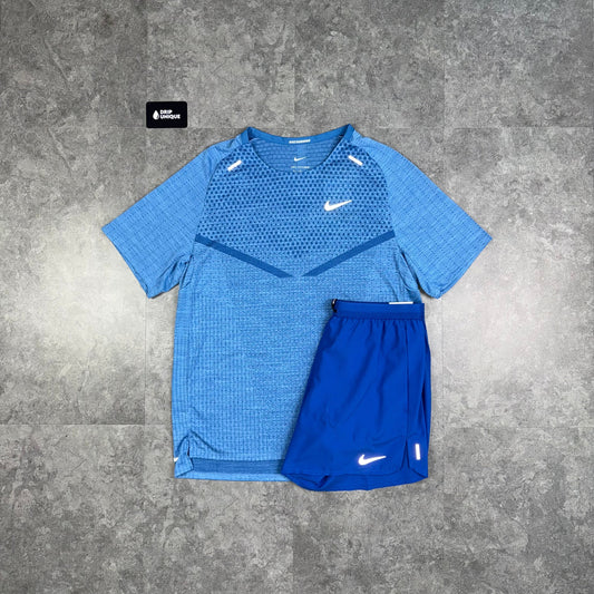 Nike TechKnit T-Shirt Star Blue & Royal Blue Flex Stride Shorts Set