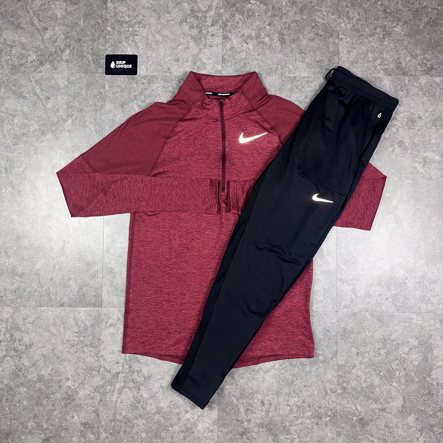 Nike Therma 1/4 Zip Midnight Maroon & Black Phenom Pants Set