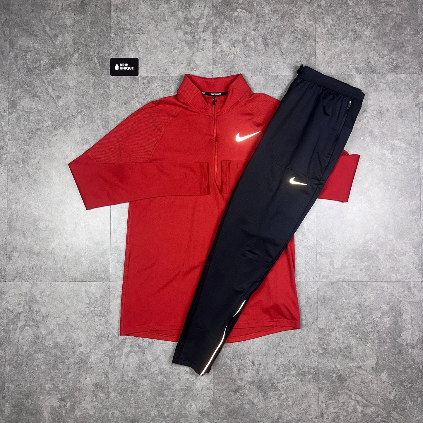 Nike Therma 1/4 Zip Top Bubblegum Red & Black Phenom Pants Set