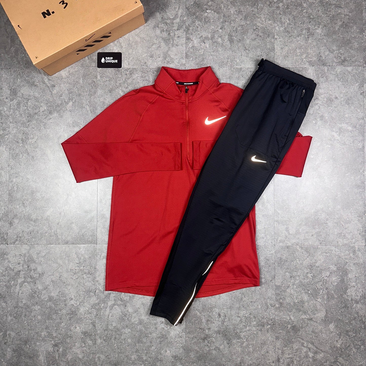 Nike Therma 1/4 Zip Top Bubblegum Red & Black Phenom Pants Set