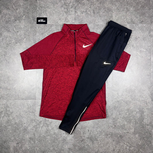 Nike Therma 1/4 Zip Top Sangria Red & Black Phenom Pants Set