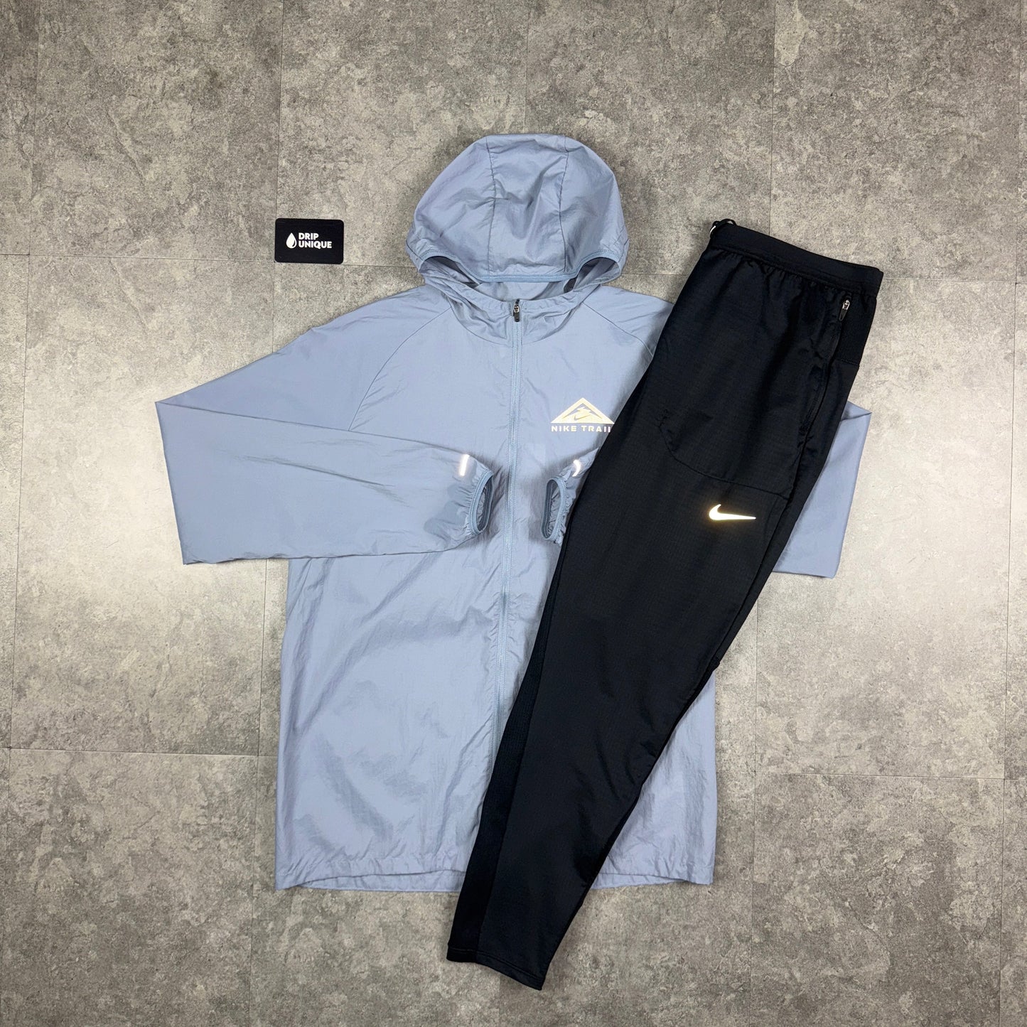 Nike Trail Windrunner Jacket Blue & Black Nike Phenom Pants Set
