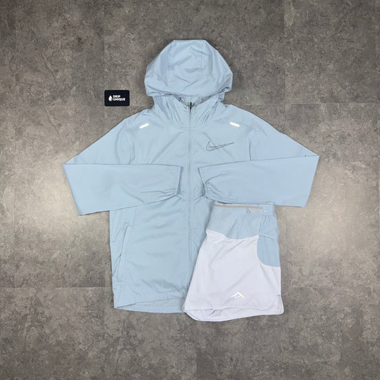Nike UV Trail Windrunner Jacket Armoury Blue & Blue Trail Shorts Set