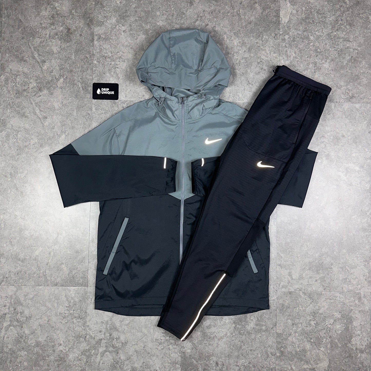 Nike UV Windrunner Jacket Black / Grey & Black Nike Phenom Pants Set