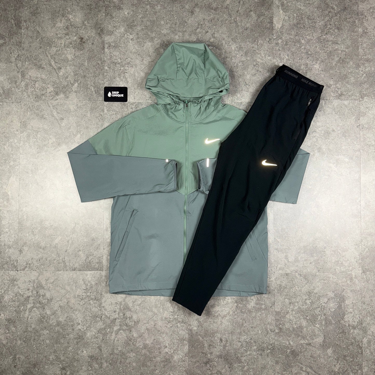 Nike UV Windrunner Jacket Clay Green & Black Nike Phenom Pants Set
