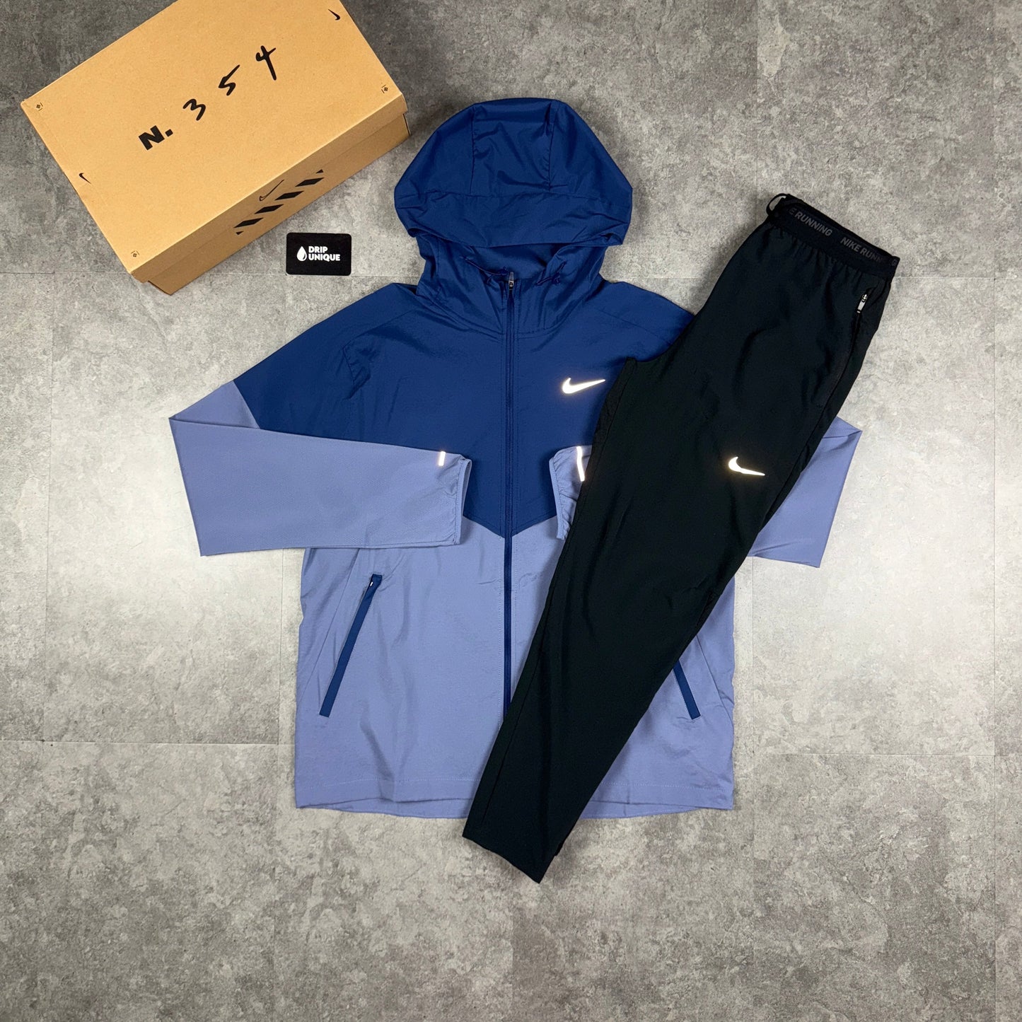 Nike UV Windrunner Jacket Indigo & Black Nike Phenom Pants Set