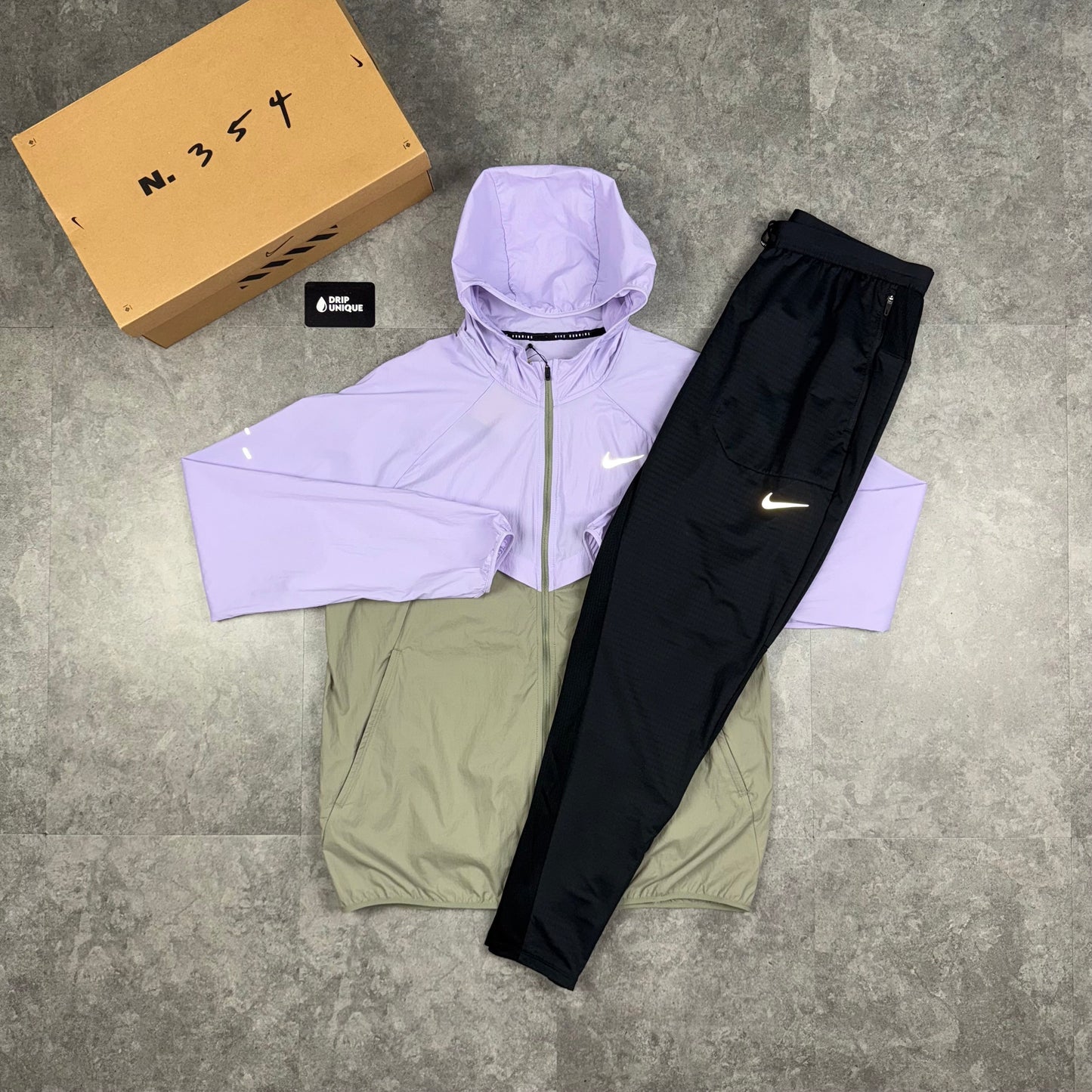 Nike UV Windrunner Jacket Lavender & Black Nike Phenom Pants Set