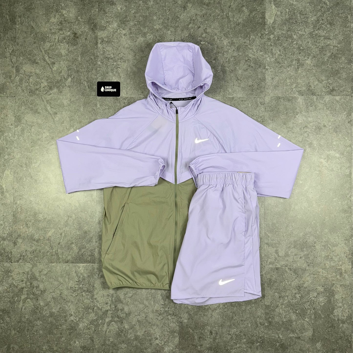 Nike UV Windrunner Jacket Lavender & Lavender Challenger Shorts Set