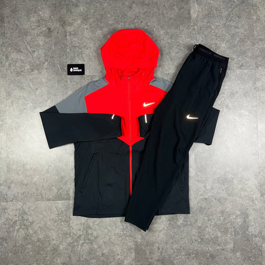 Nike UV Windrunner Jacket Light Crimson Red & Black Nike Phenom Pants Set