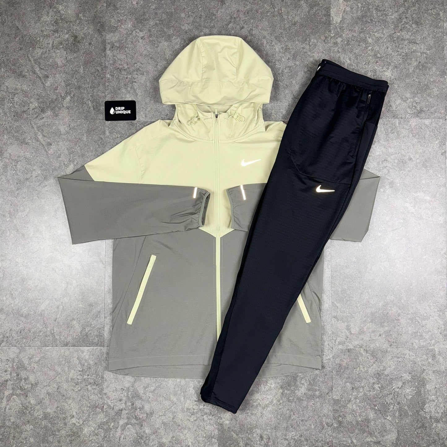 Nike UV Windrunner Jacket Olive Green & Black Nike Phenom Pants Set