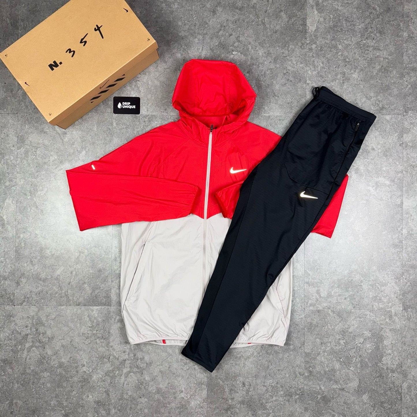 Nike UV Windrunner Jacket Red & Black Nike Phenom Pants Set