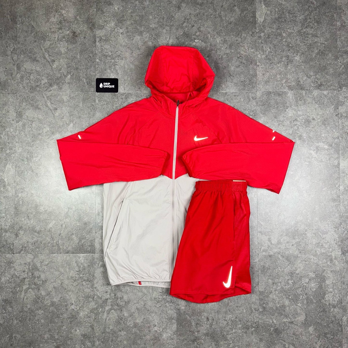 Nike UV Windrunner Jacket Red & Red Challenger Shorts Set