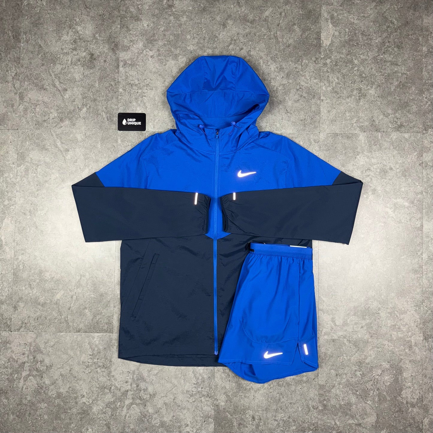 Nike UV Windrunner Jacket Royal Blue & Royal Blue Flex Stride Shorts Set