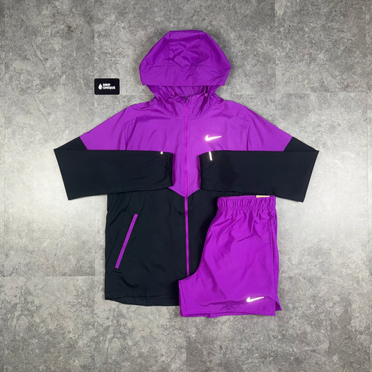 Nike UV Windrunner Jacket Vivid Purple & Purple Challenger Shorts Set
