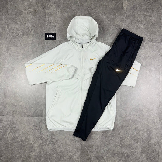 Nike UV Windrunner Jacket White & Gold & Black Nike Phenom Pants Set